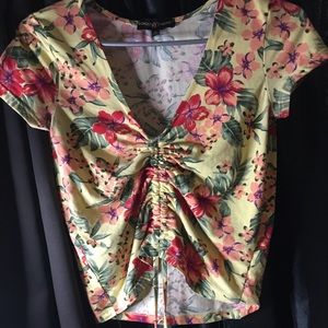 Yellow floral crop top